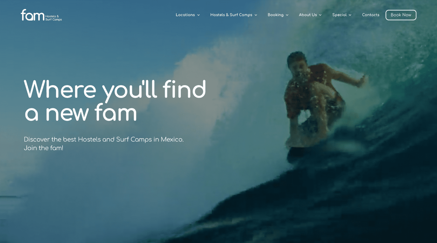 Sito web Surfcamp 1 sito web Fam Hostels & SurfCamps